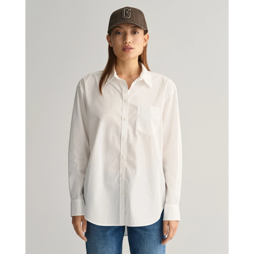 Gant Relaxed Fit Poplin Overhemd White Dames