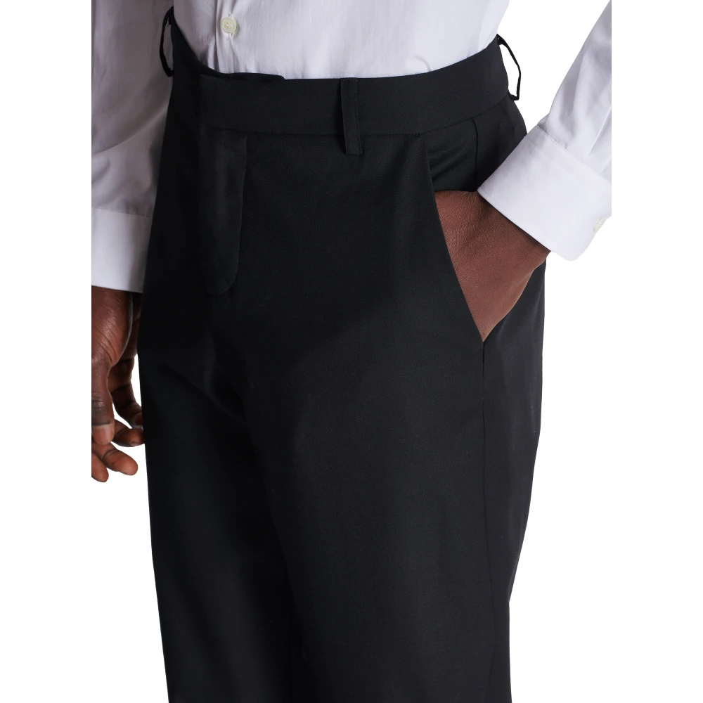 Balmain Dubbele wol crêpe broek Black Heren