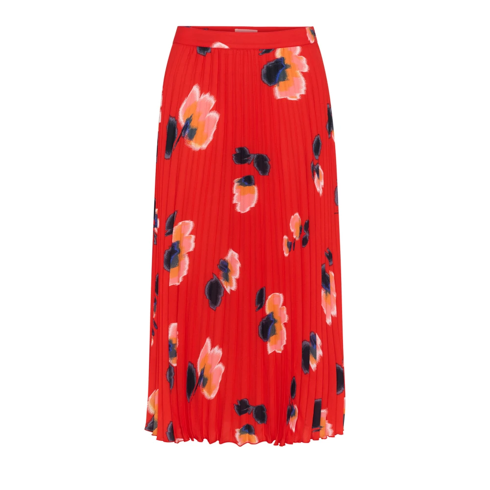 Part Two Rode Bloem Plooirok Multicolor Dames