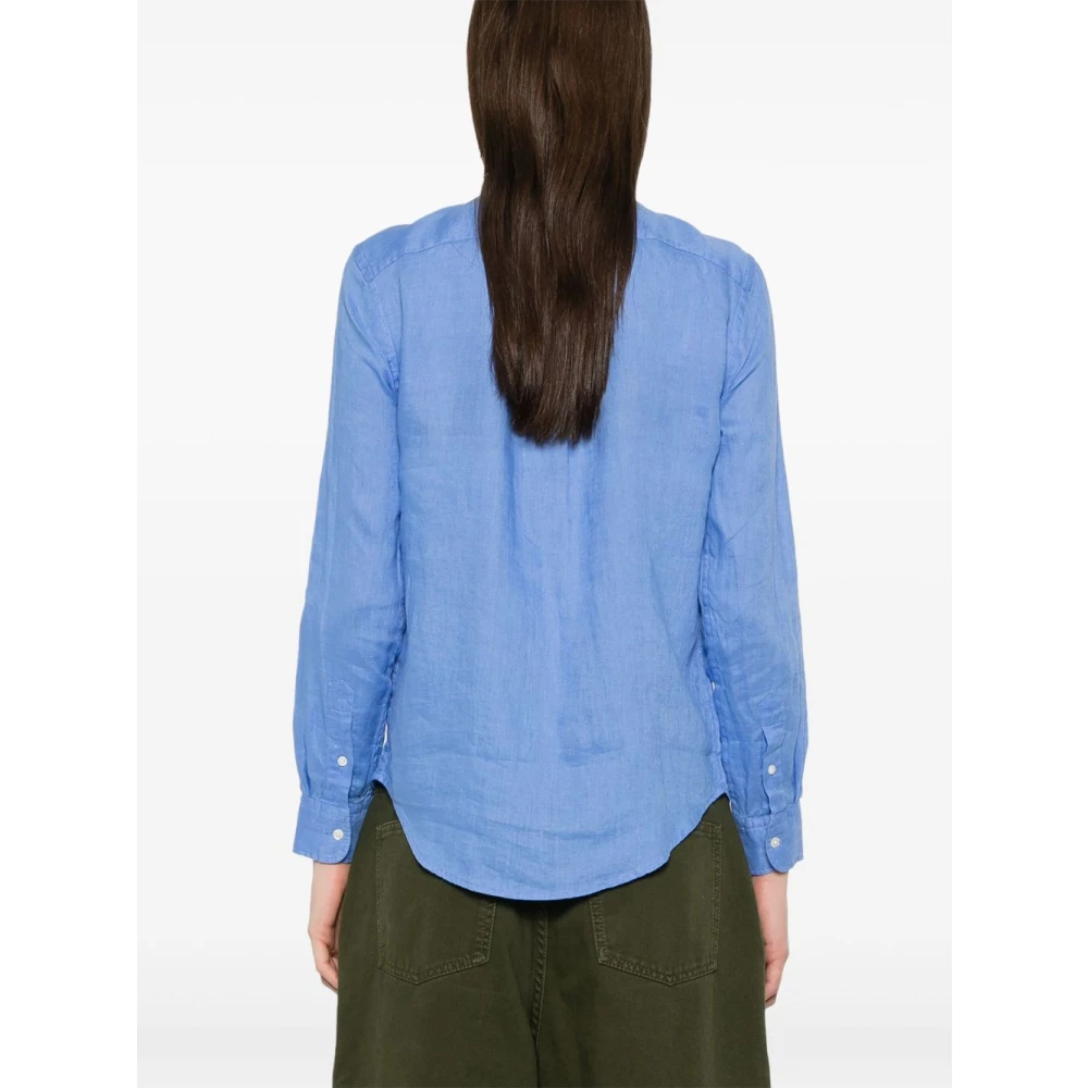 Polo Ralph Lauren Heldere Blauwe Linnen Overhemd Classic-Fit Blue Dames