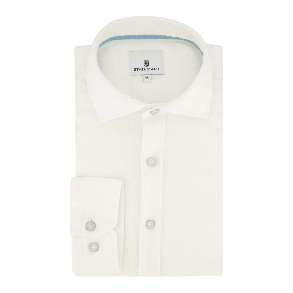 State of Art Casual Wit Linnen Overhemd White Heren