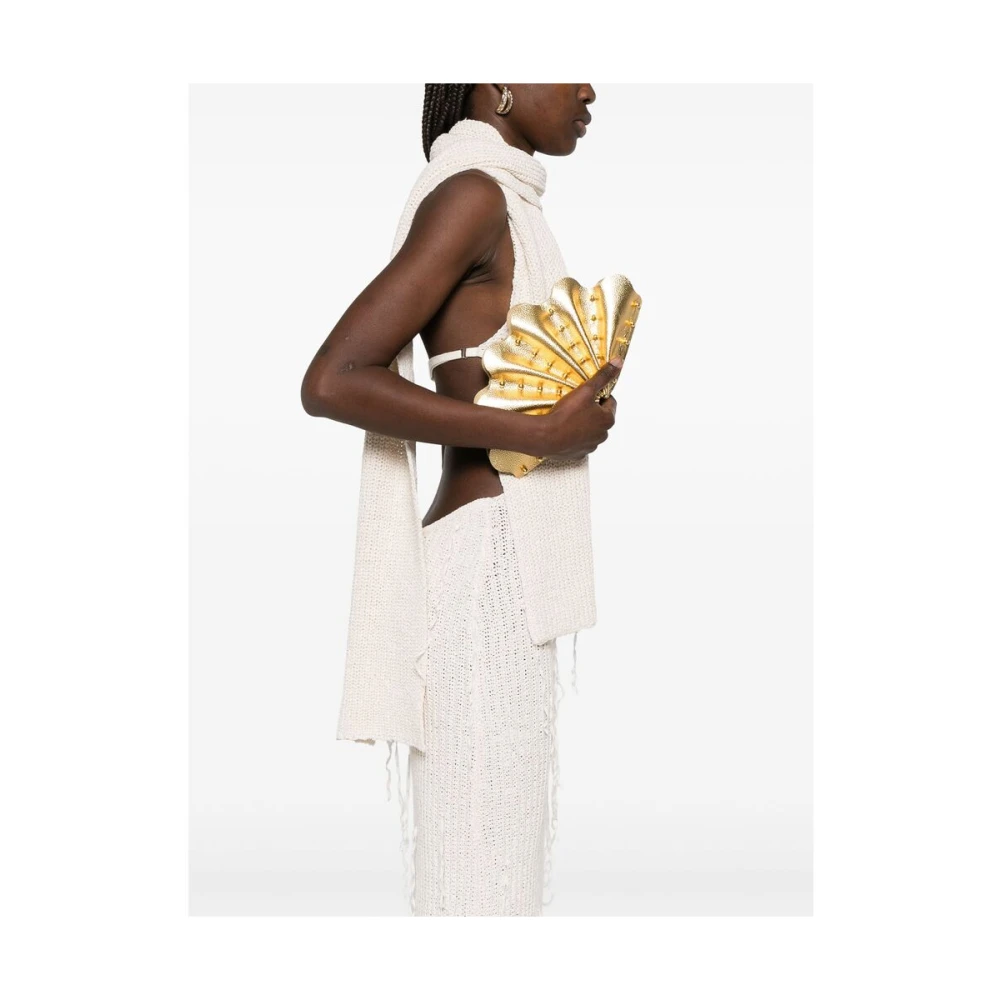 Vanina Kralen Goudkleurige Magneetsluiting Tas Yellow Dames