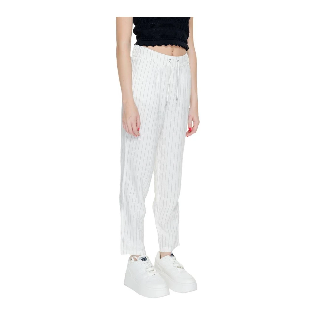 Only Linnenmix regelmatige broek Damescollectie White Dames
