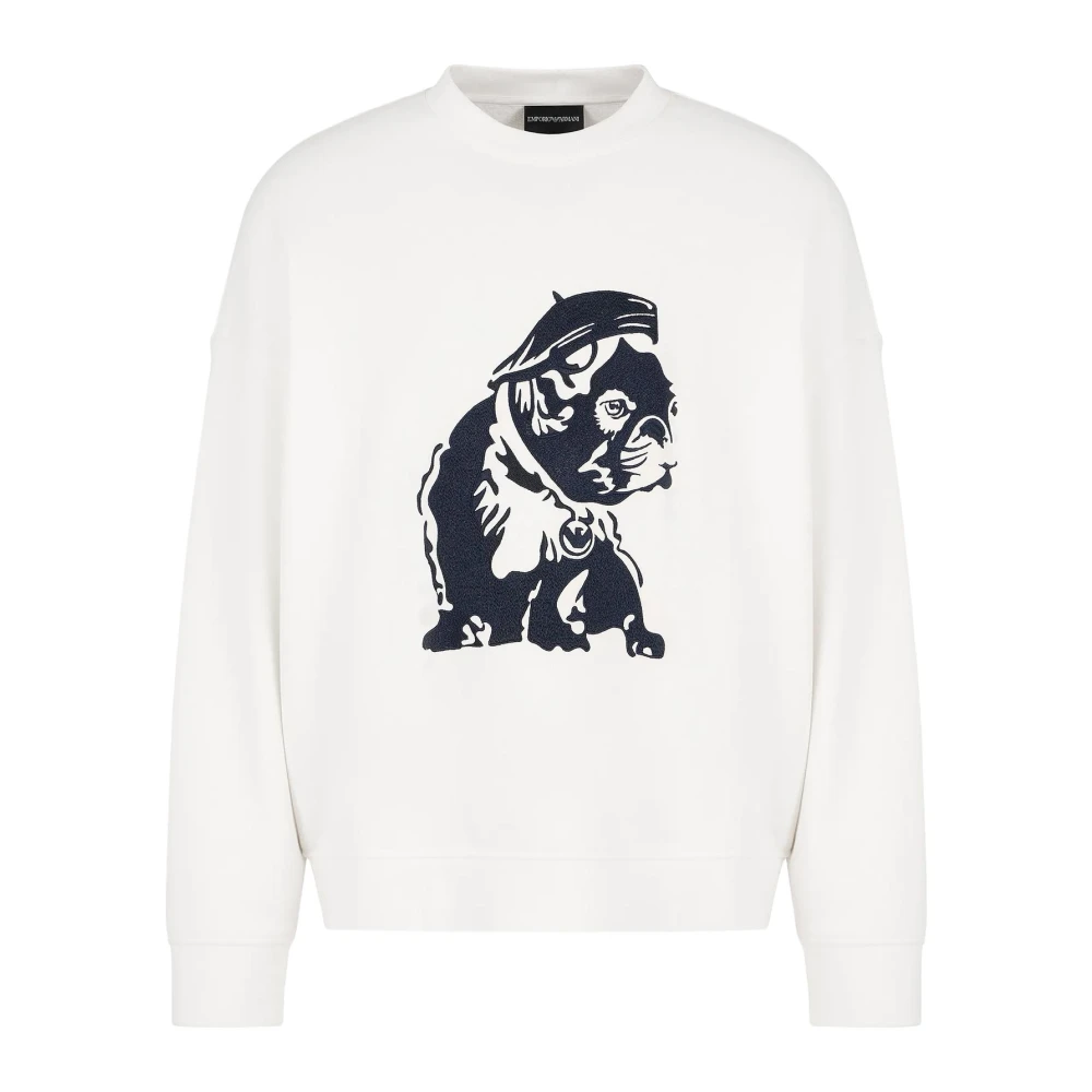 Emporio Armani French Terry Sweater Collectie Geborduurd White Heren