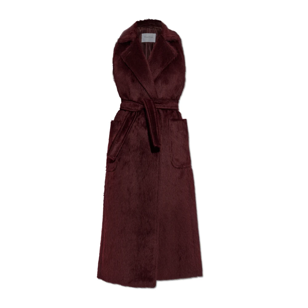 Max Mara Women's Red Waistcoats, M, Faux Fur Vest Abbozzi