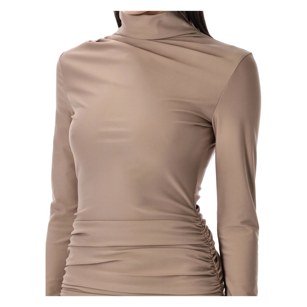 Andamane Gedrapeerd Coltrui Mini Jurk Brown Dames