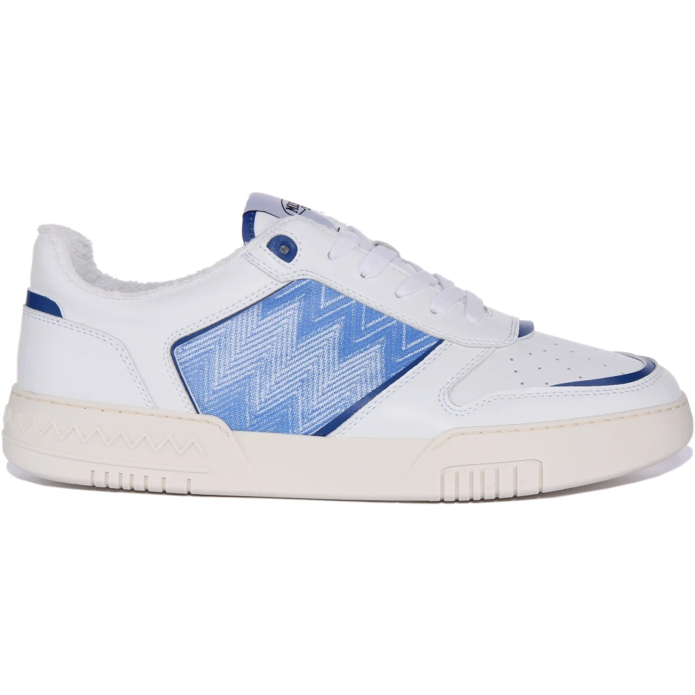 Missoni Men's White Sneakers, 9 Uk, Blue Trainers For Everyday Wear