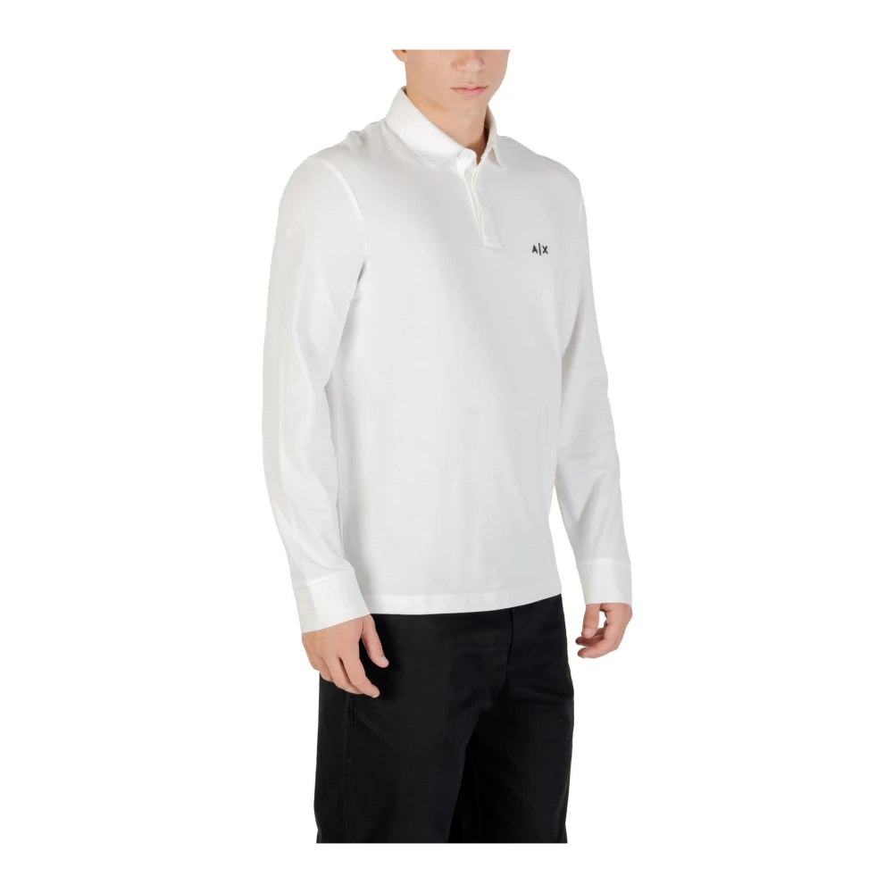 Armani Exchange Long Sleeve Polo T-Shirt With Round Neck - Male - Polo Shirts - White - 2XL - Tops