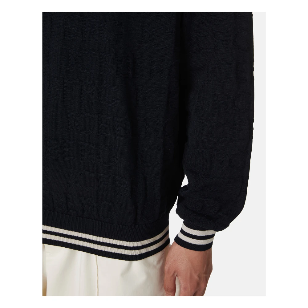 Iceberg Blauwe crewneck sweater van 100% katoen met allover logo Blue Heren
