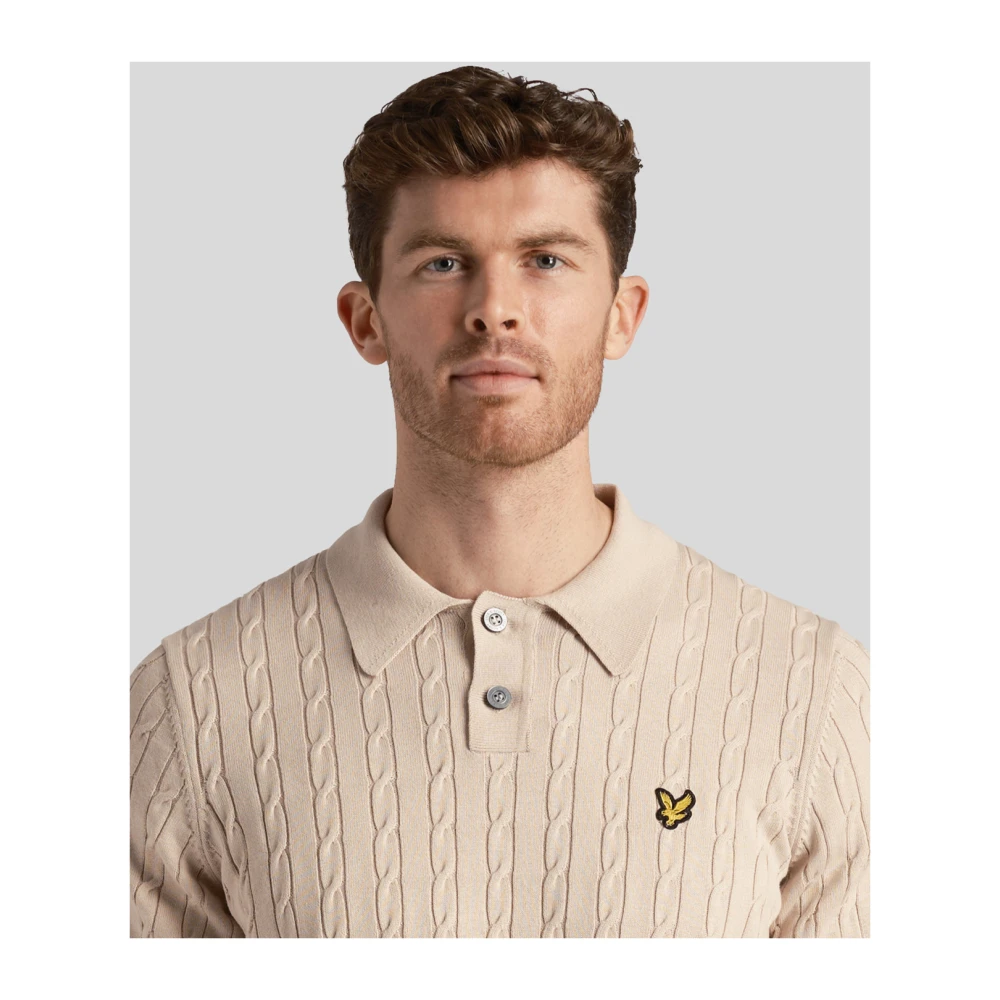 Lyle & Scott Kabelgebreide Polo Blue Heren