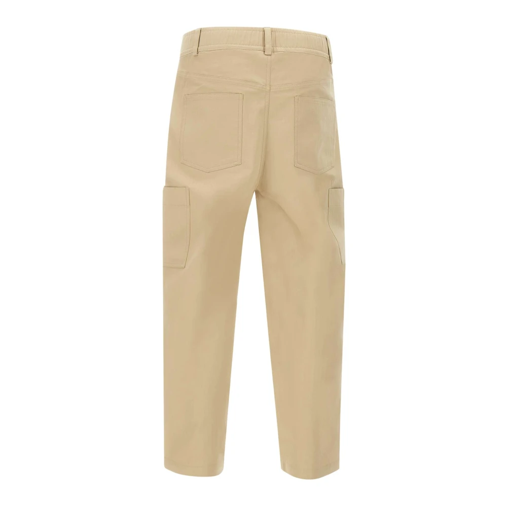 Drole de Monsieur Beige Cropped Twill Broek Beige Heren