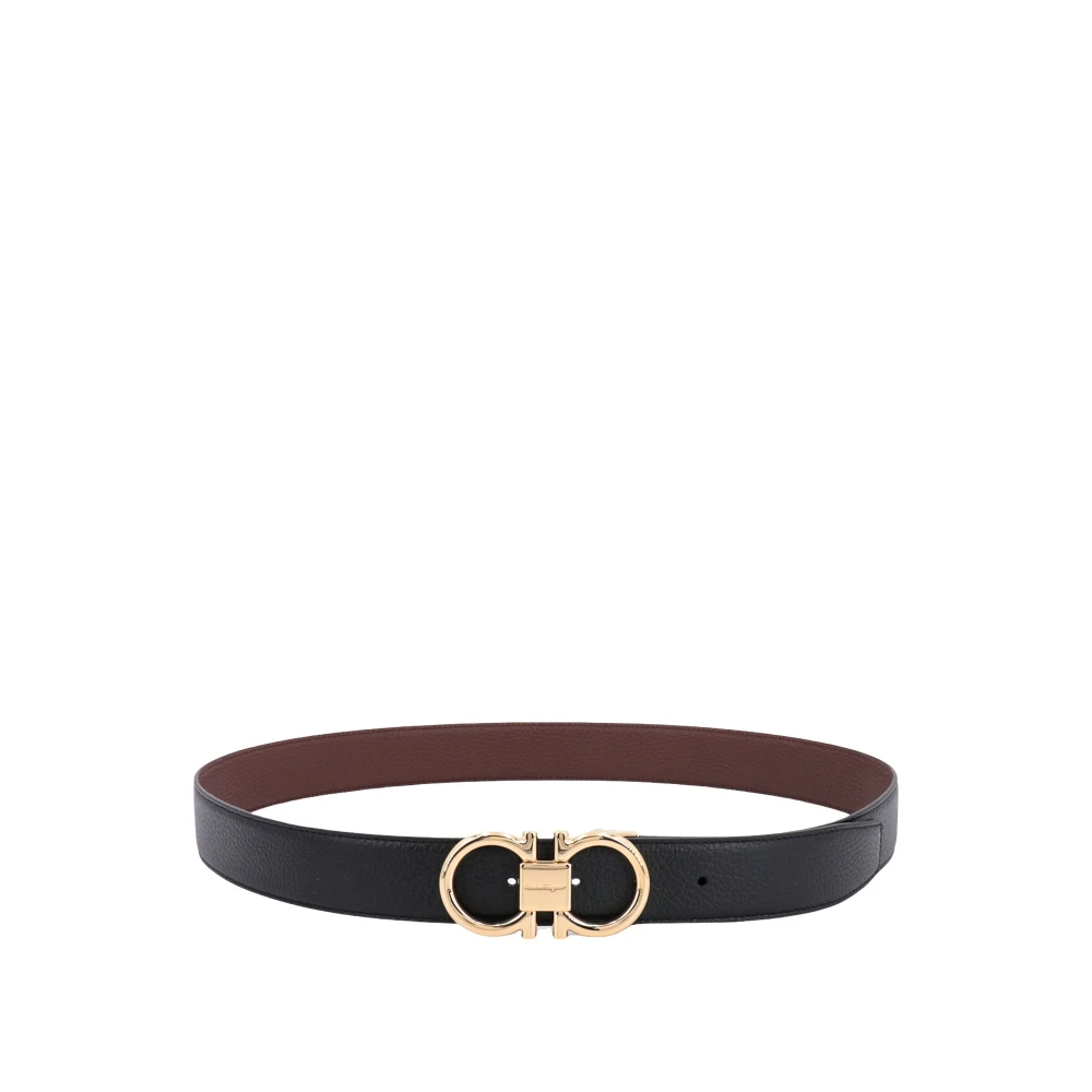 Ferragamo Men's Black Belts, 95 Cm, Gancini Reversible Leather Belt