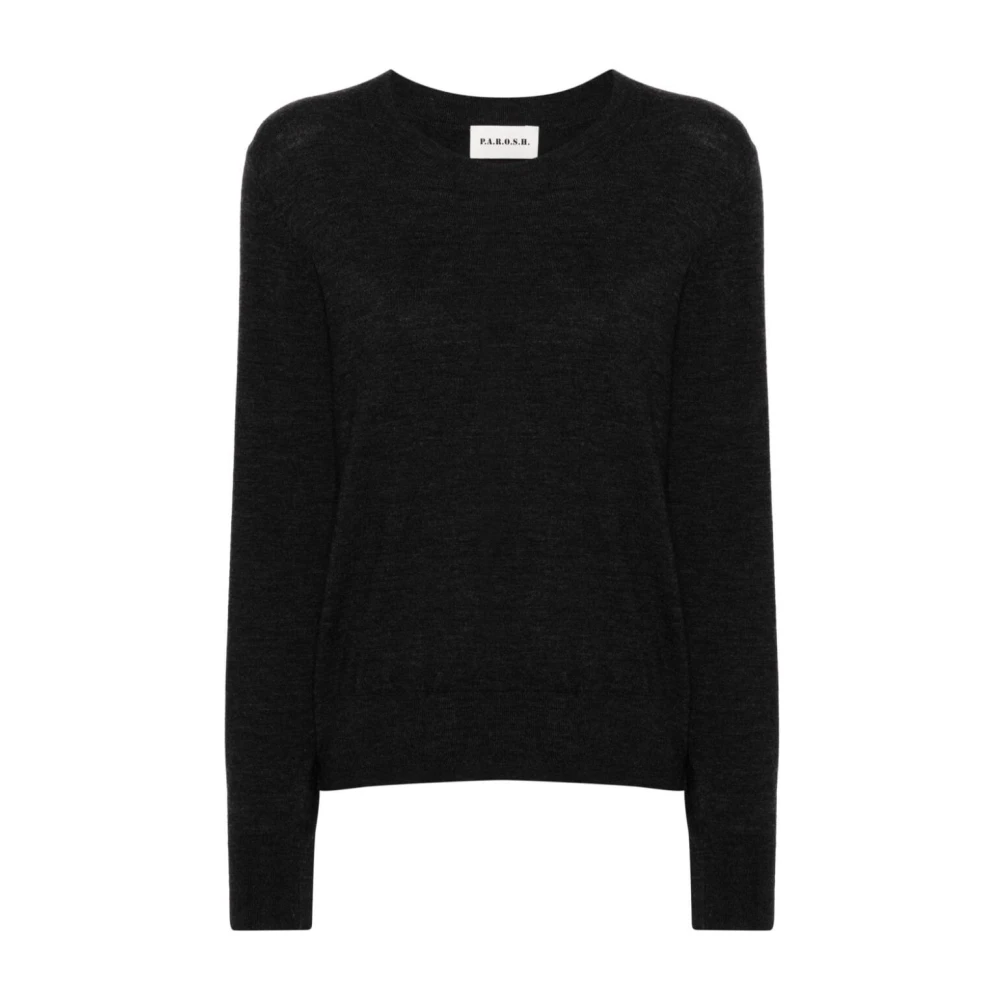 P.a.r.o.s.h. Donkergrijze Gebreide Top Black Dames