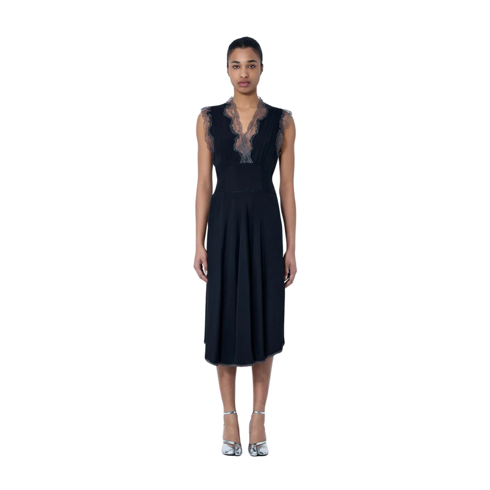 Maison Margiela Women's Black Lace Trim Midi Dress - Party Dresses - Xs - Dresses