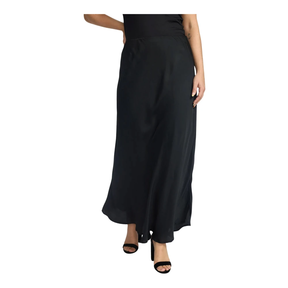 2-Biz Zwarte Zijden Rok Georgina_Solid.Wi24 Black Dames