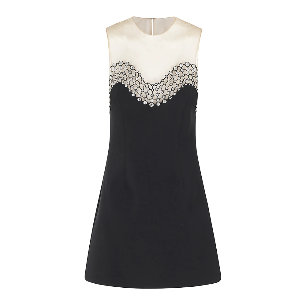 David Koma Geborduurde Mini Jurk met Golf Halslijn Detail Black Dames