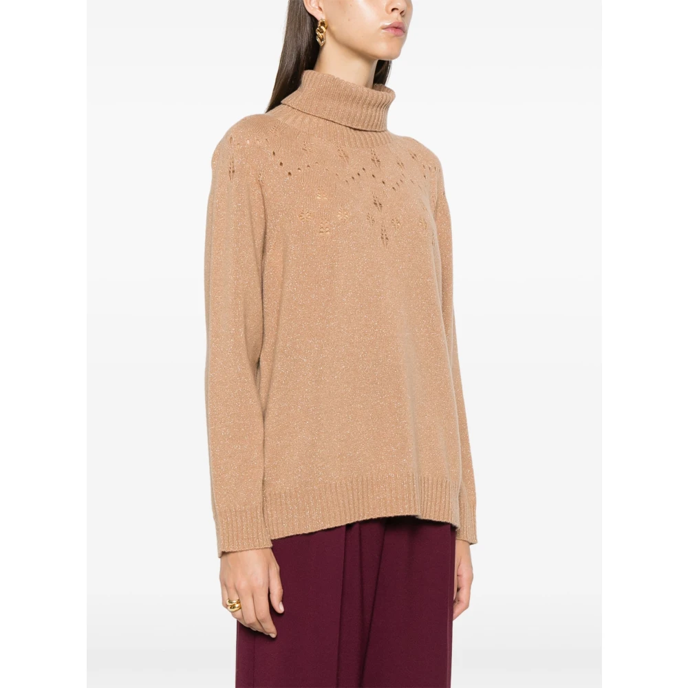 Twinset Luxe Coltrui met Gouden Details Brown Dames