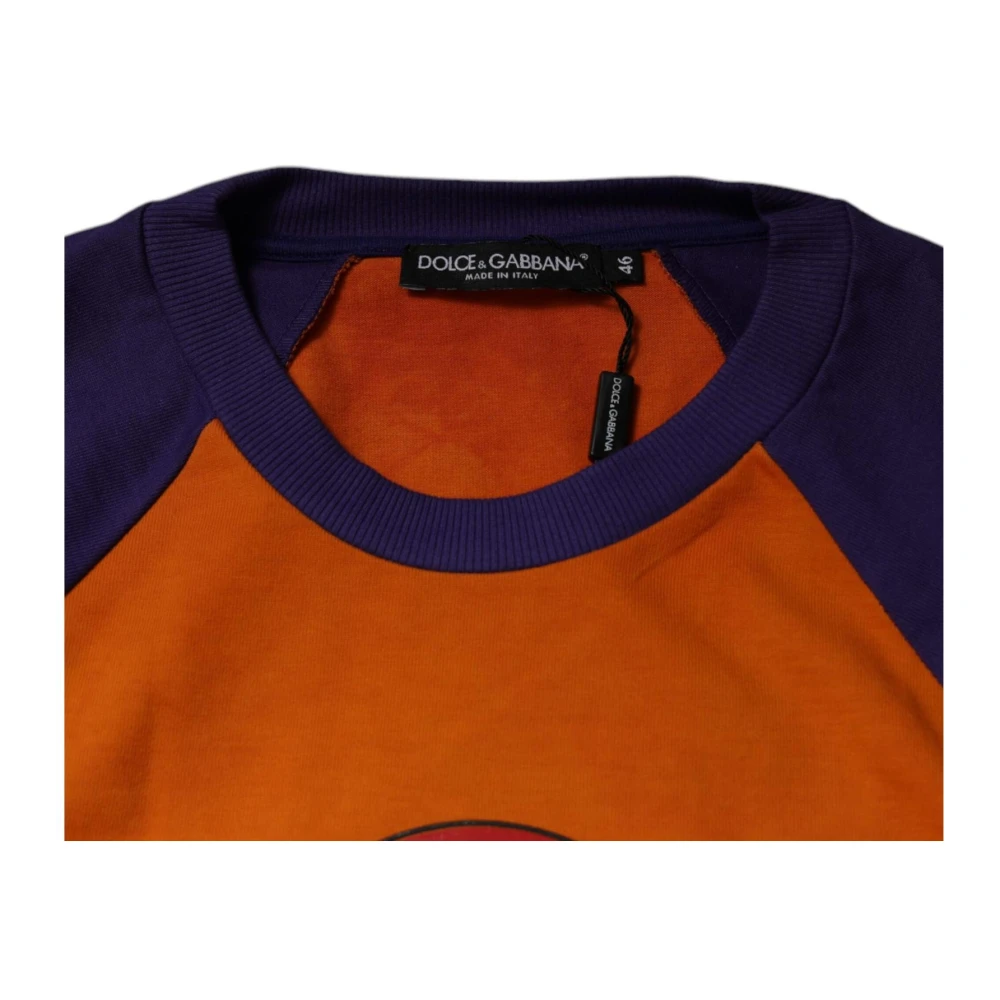 Dolce & Gabbana Grafische Print Crew Neck T-shirt Orange Heren