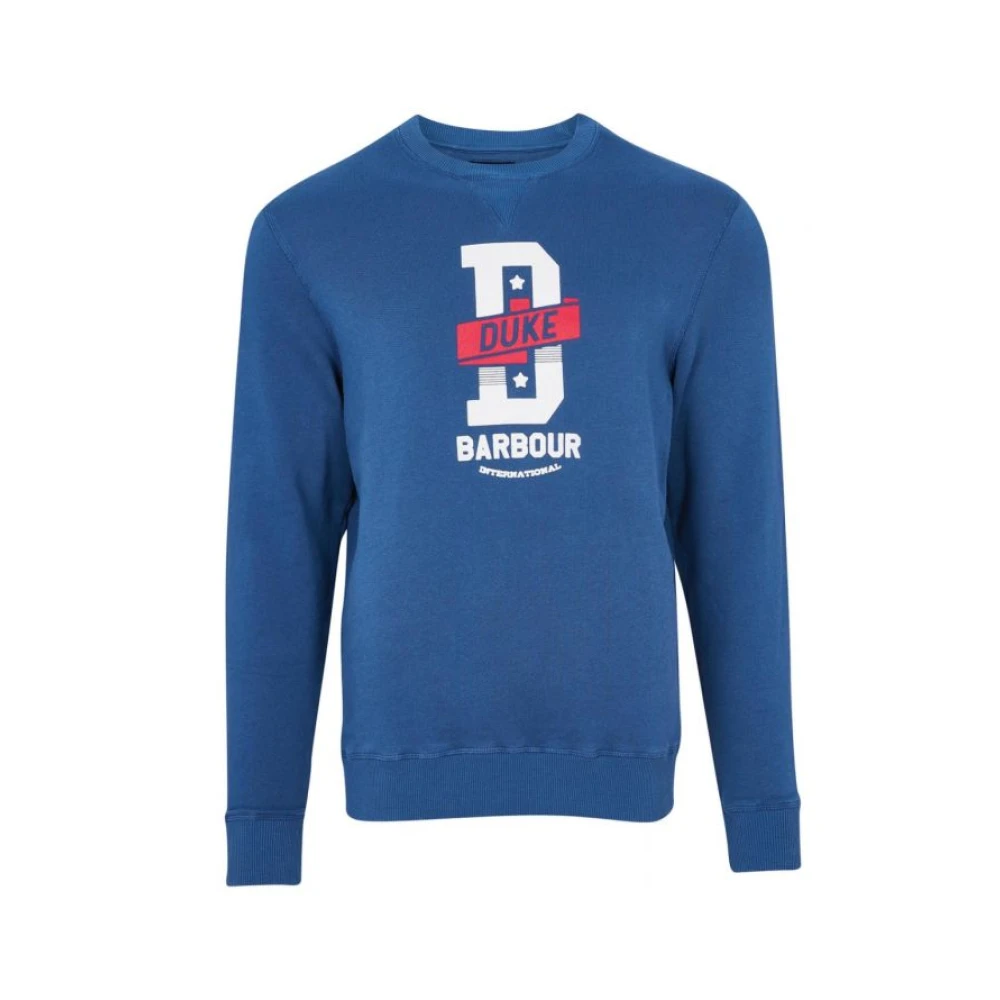 Barbour Famous Duke Sweatshirt i Mid Blue Blue, Herr