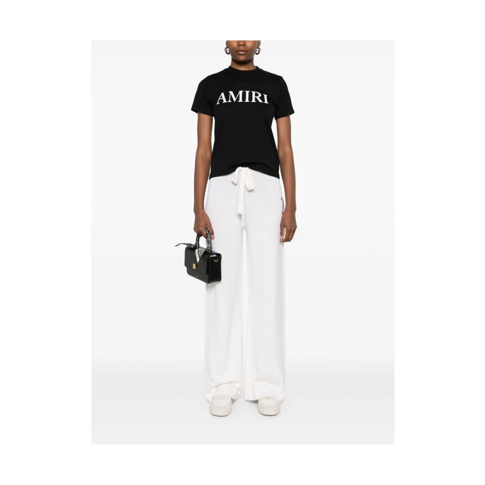 Amiri Zwart Wit Katoenen Jersey Crew Neck T-shirt Black Dames