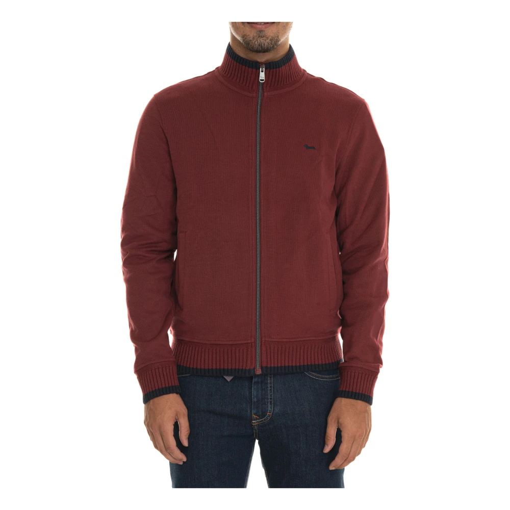 Harmont & Blaine Logo Zip Sweatshirt met Piping Detail Red Heren