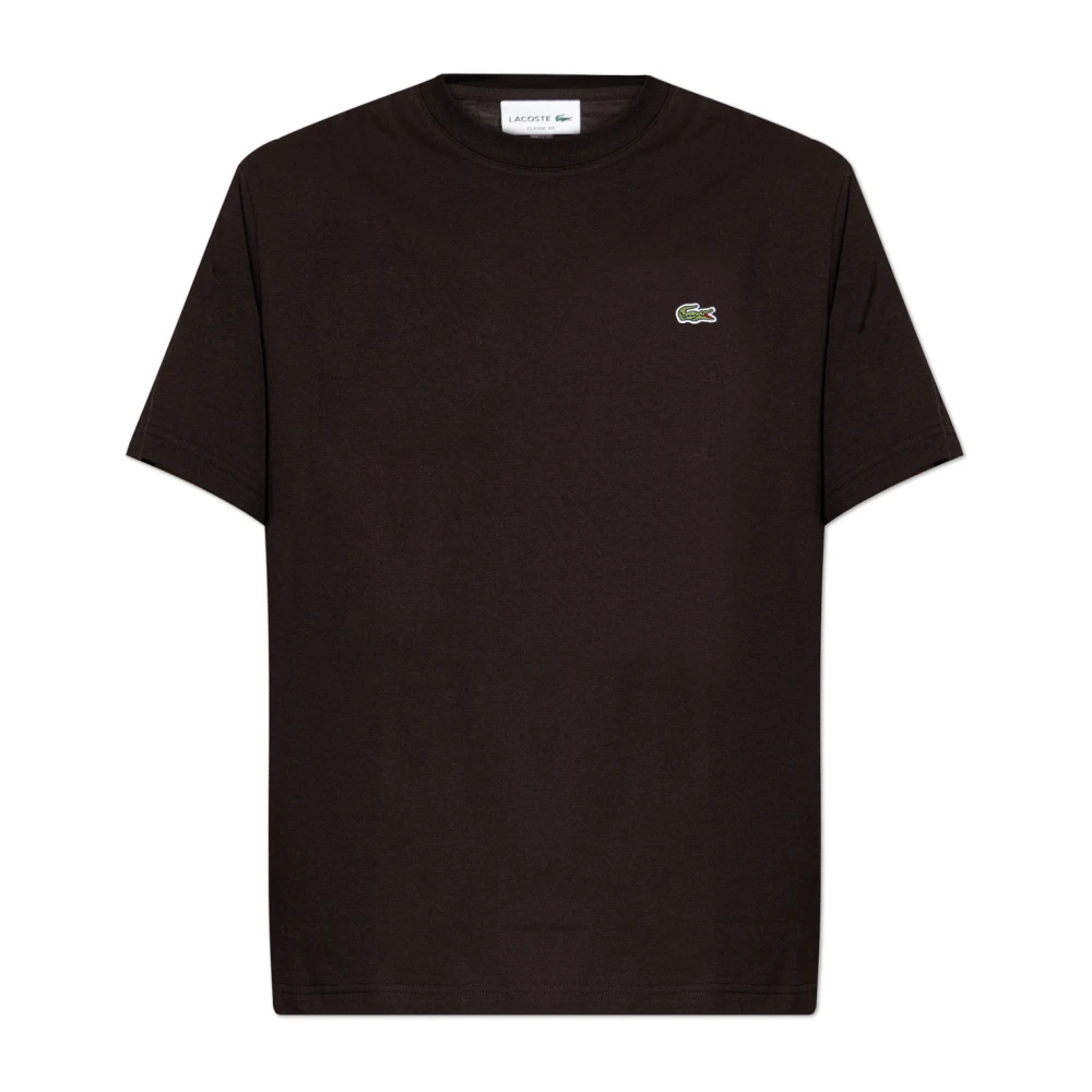 Lacoste Herr Brun Toppar L, Bomull, Klassisk T-Shirt