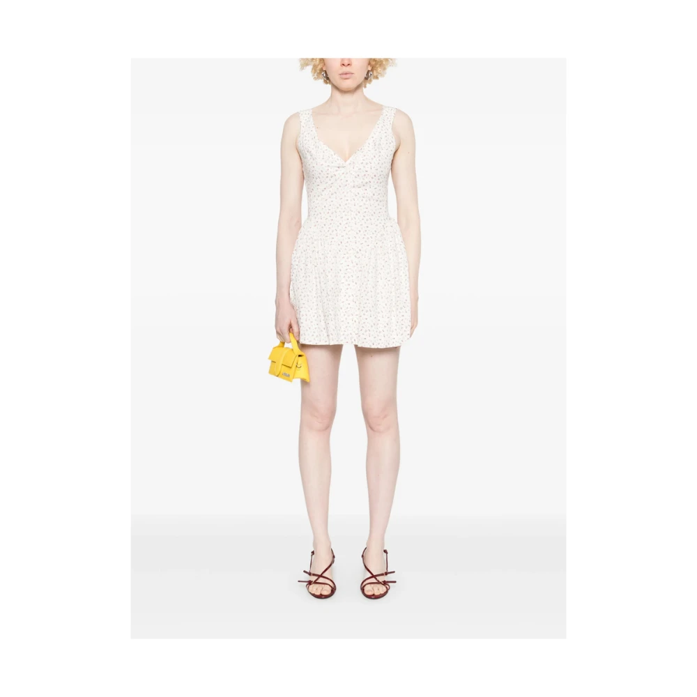 Frankies Bikinis Bloemen V-hals Jurk met Zakken White Dames