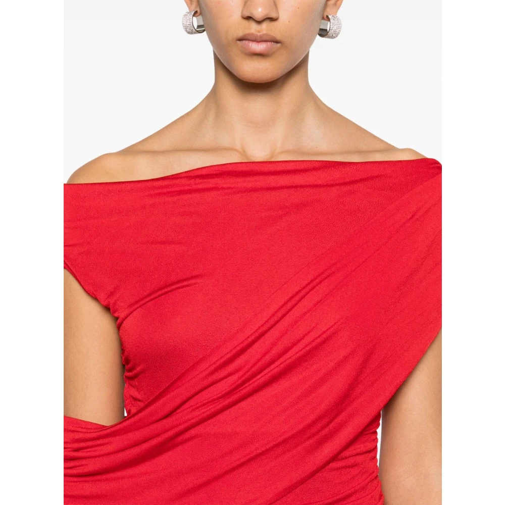 Blumarine Rode Stretch Viscose Lange Jurk Red Dames