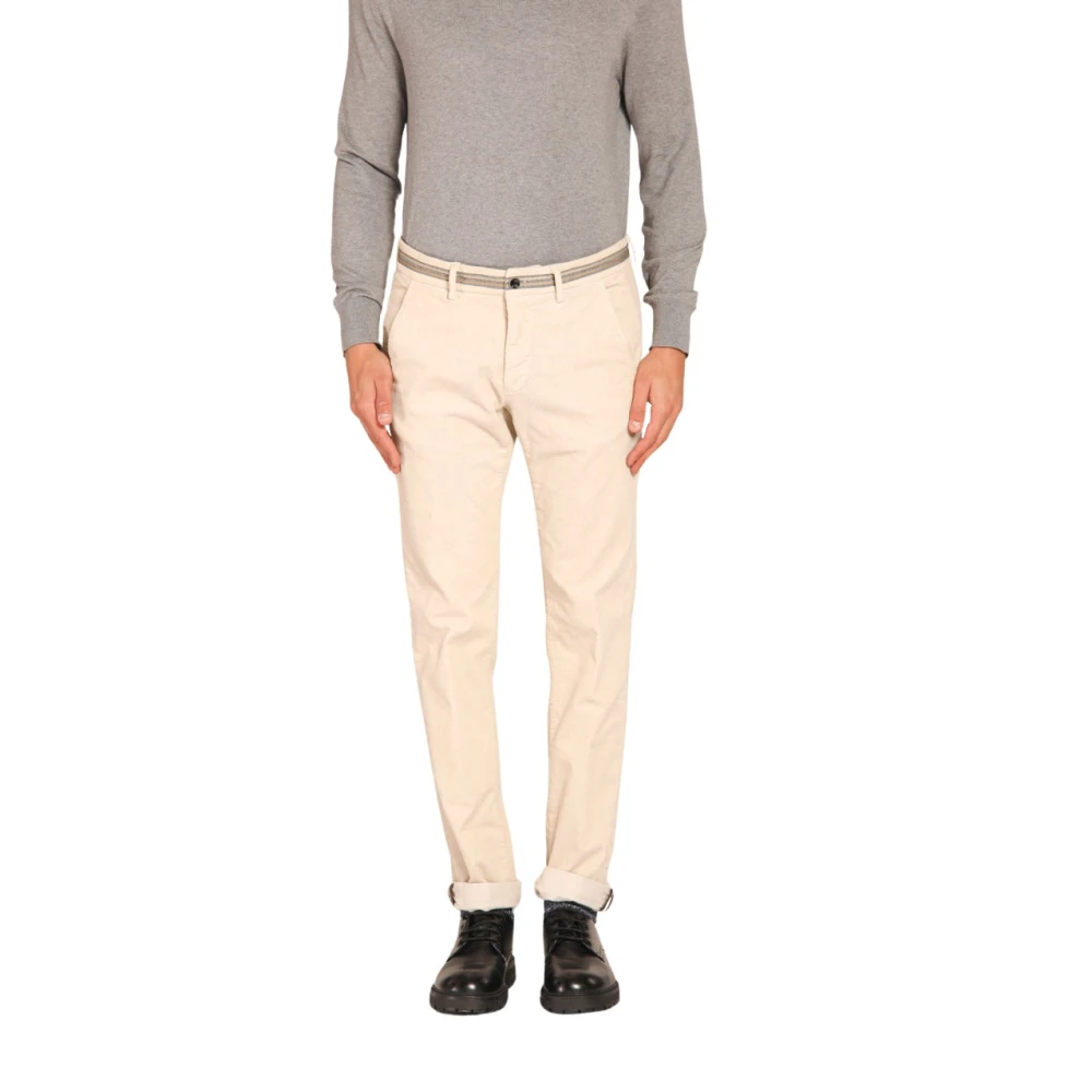 Mason's Velvet Gestreepte Slim Fit Chino Broek Beige Heren