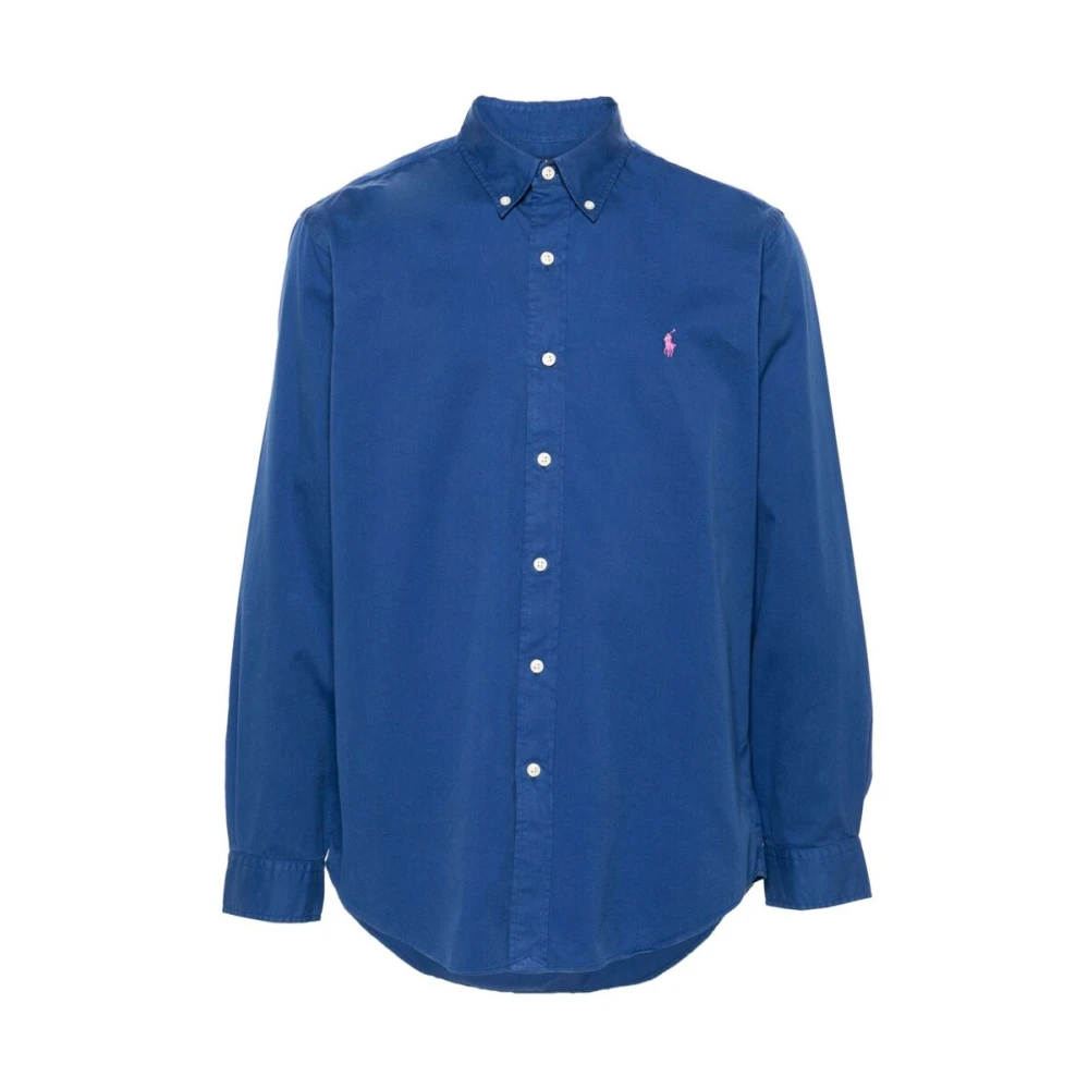 Ralph Lauren Blauw Katoenen Overhemd met Polo Pony Logo Blue Heren