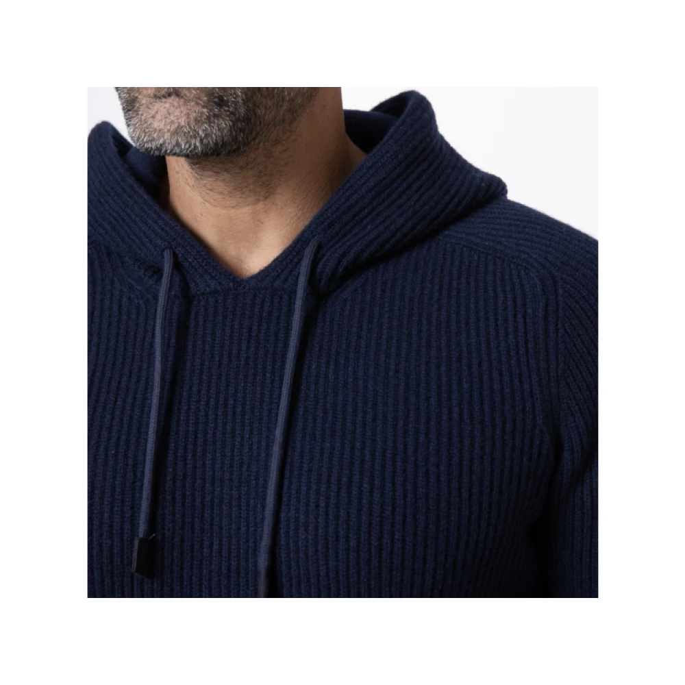 Gran Sasso Navy Cashmere Hoodie Blue Heren