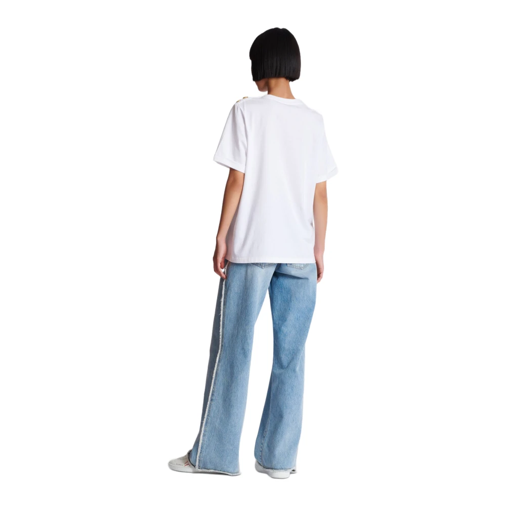 Balmain T-shirt met lippenstiftprint White Dames