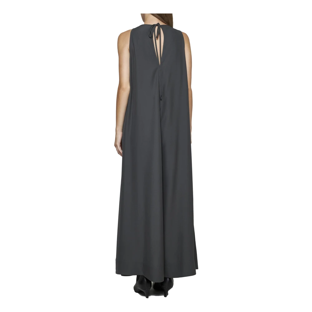 TotêMe Grijze Viscose Crepe A-Lijn Jurk Black Dames