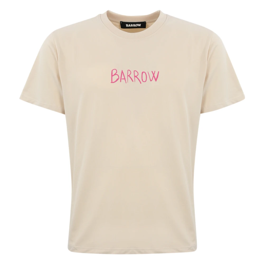 Barrow Teddy Sketch Oversized Katoenen T-shirt Beige Heren