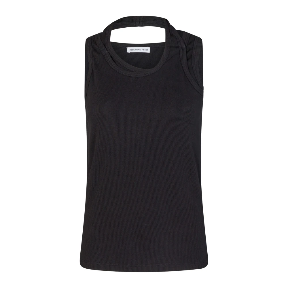 Designers Remix Minimalistische Dubbele Top Black Dames