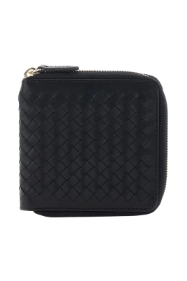 Woven Leather Wallet With Square Zip