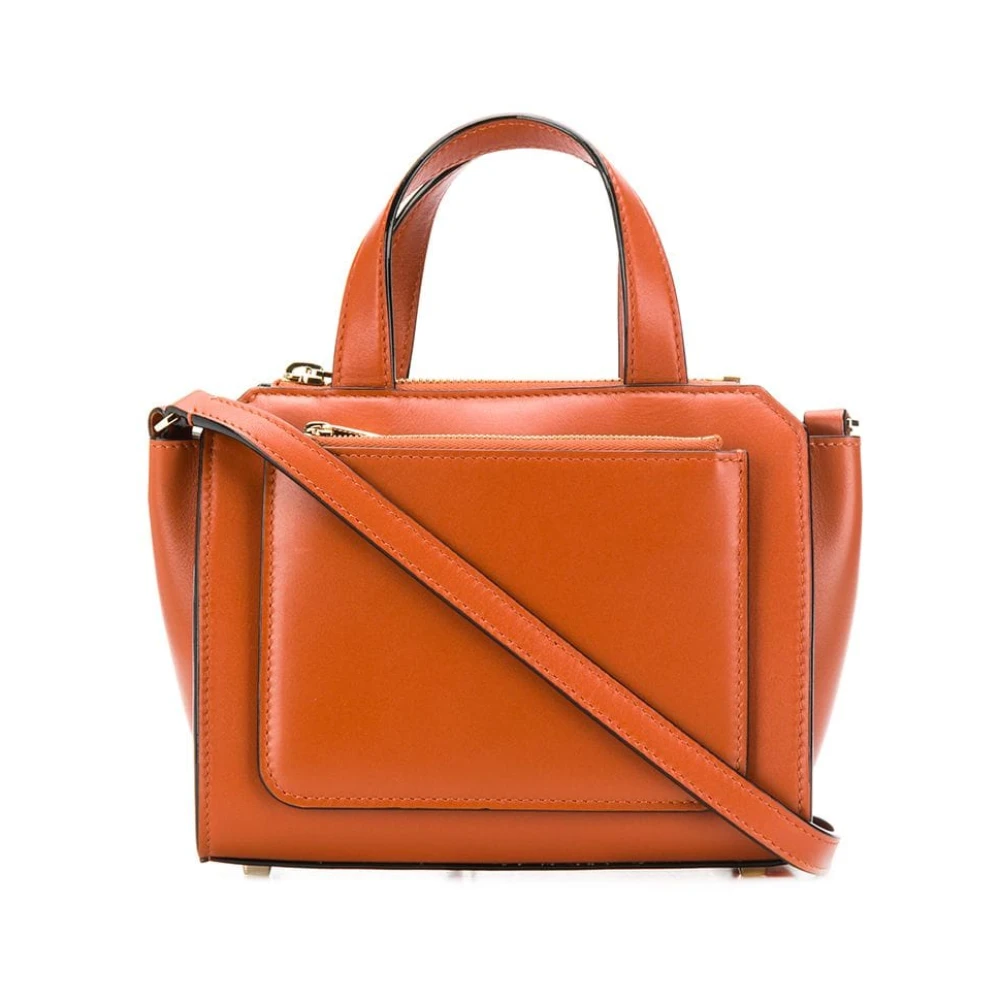 Valextra Roestkleurige leren tas met gouden metalen accenten Brown Dames