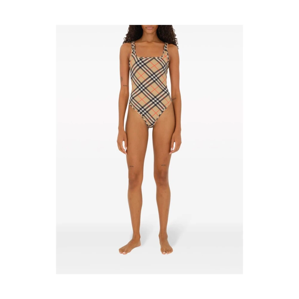 Burberry Geruit Patroon Strandkleding Slip-On Stijl Black Dames