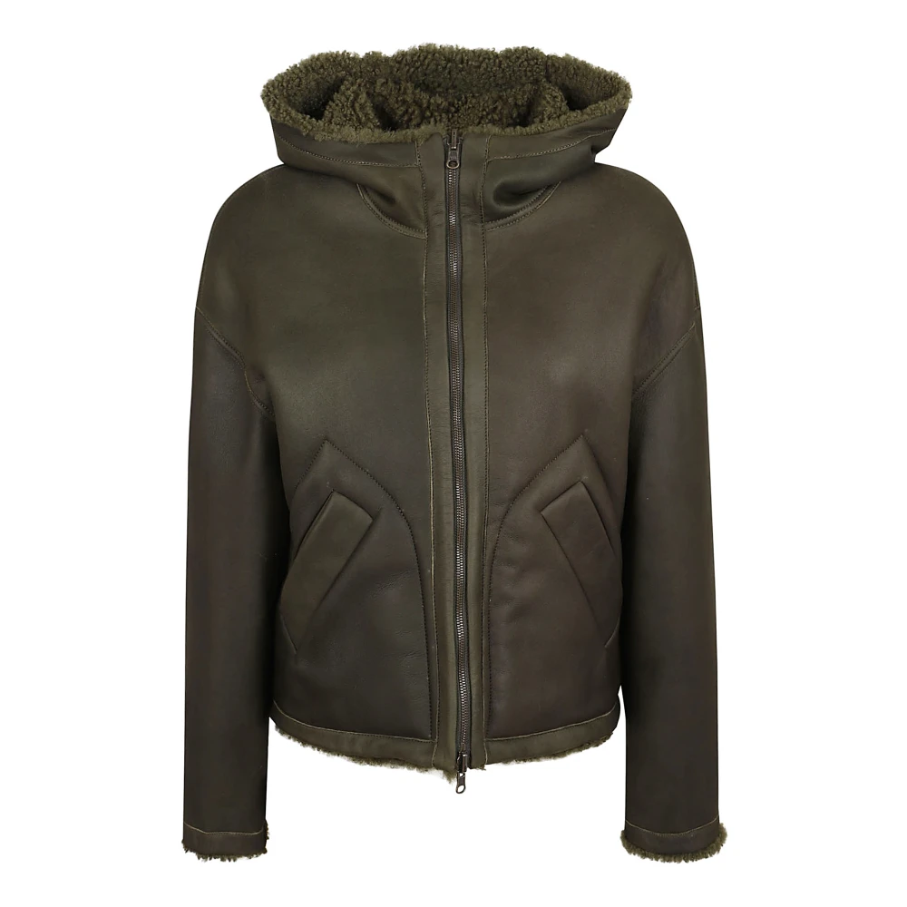 Salvatore Santoro Groene Leren Army Jas Aw24 Green Dames