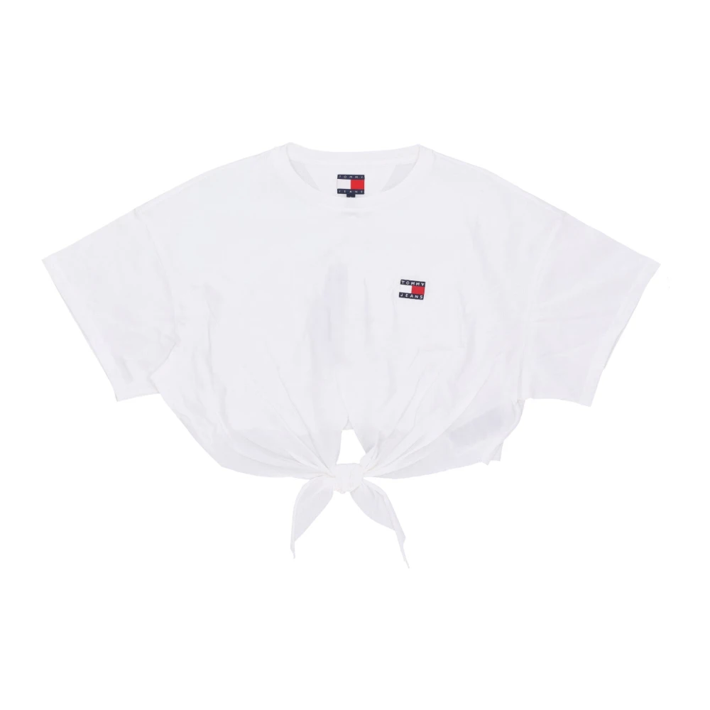Tommy Hilfiger Women's White T-Shirts, M, Elegant Knot Badge Tee Ecru