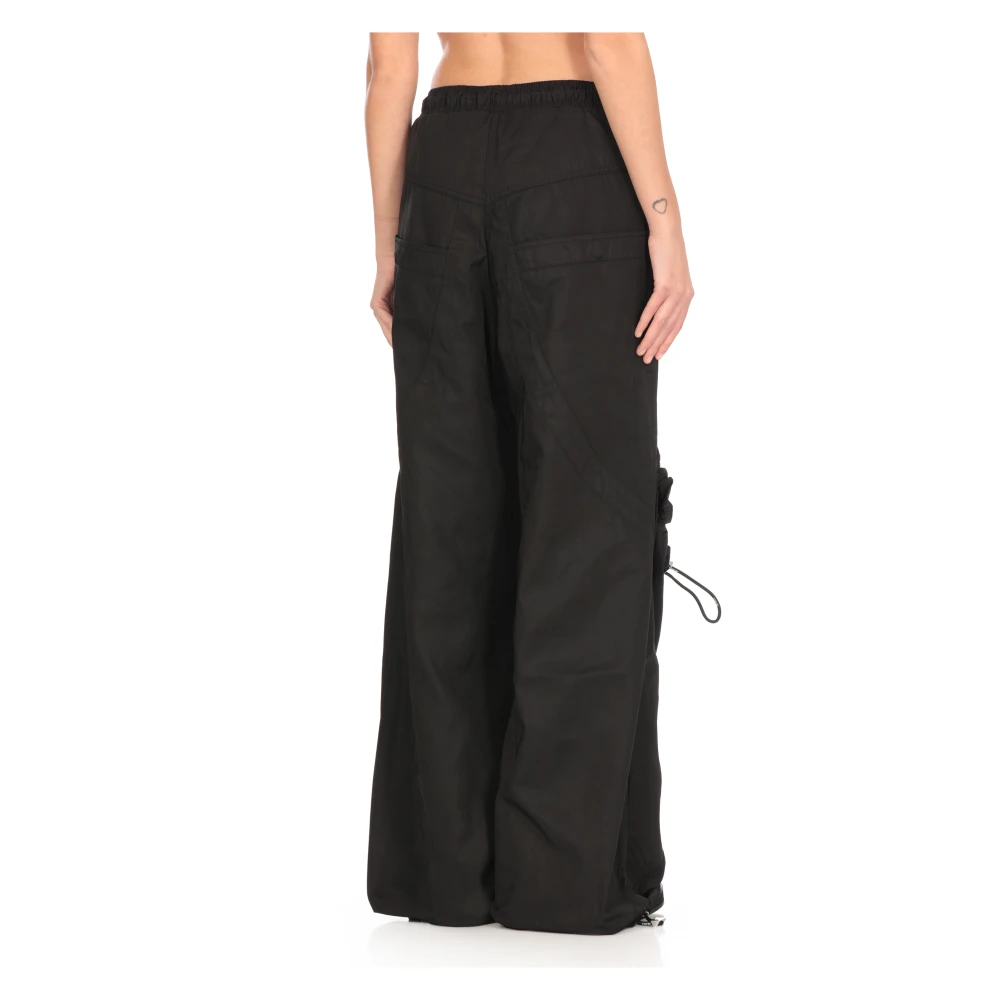 The Attico Zwarte Cargo Broek Wijde Pijp Elastisch Black Dames