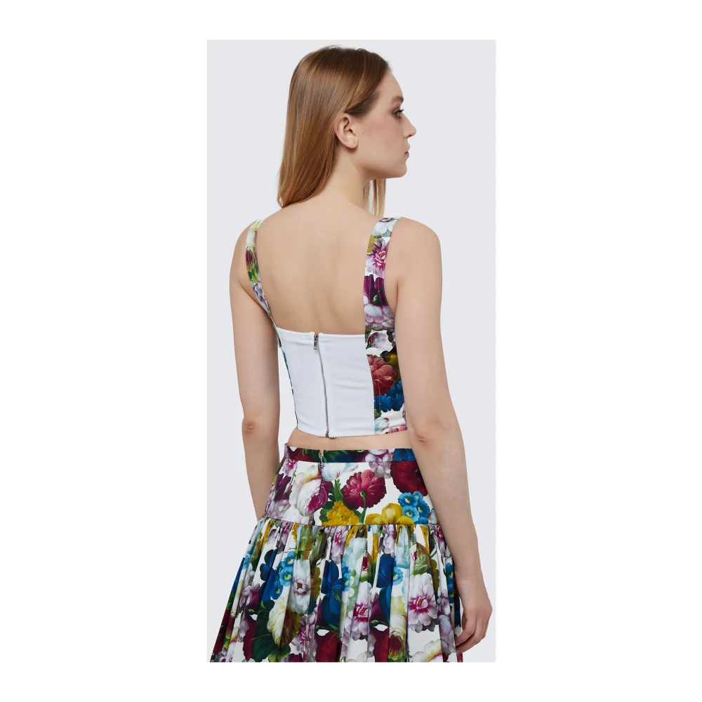 Dolce & Gabbana MultiColour Katoenen Bustier met Achterritssluiting Multicolor Dames