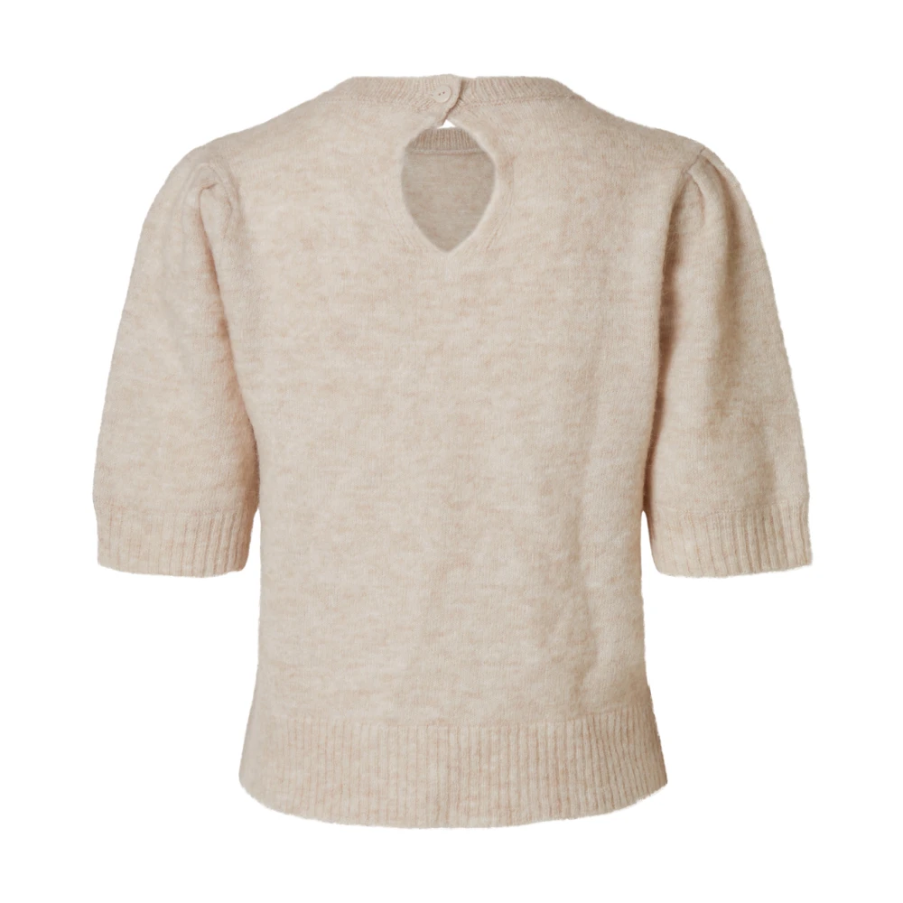 Selected Femme Open Back Knit O-Neck Sweater Beige Dames