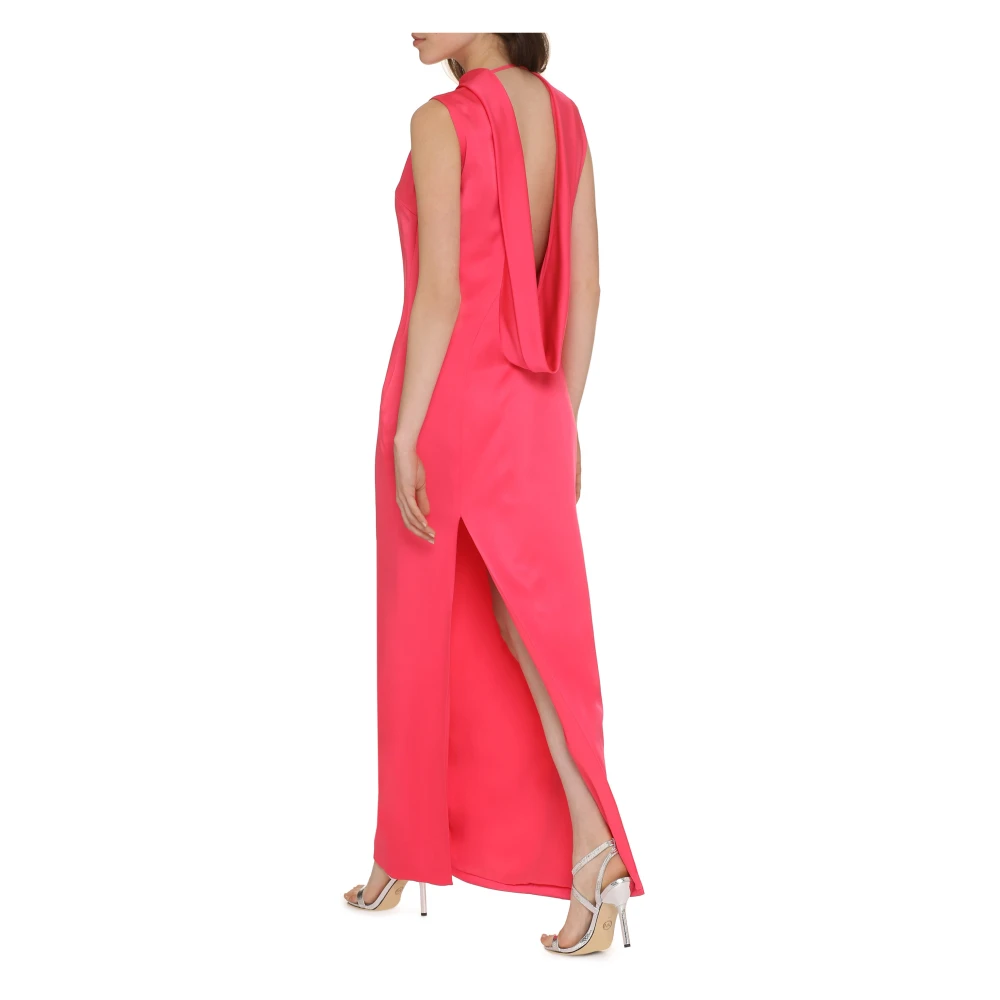 Versace Gedrapeerde Sheath Jurk met Achtersplit Pink Dames