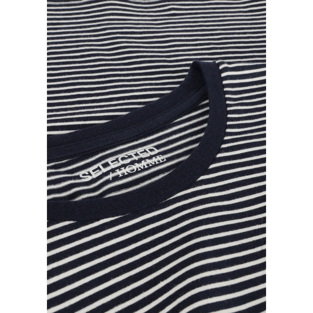 Selected Homme Heren Polo & T-shirt Gestreept Tee Blue Heren