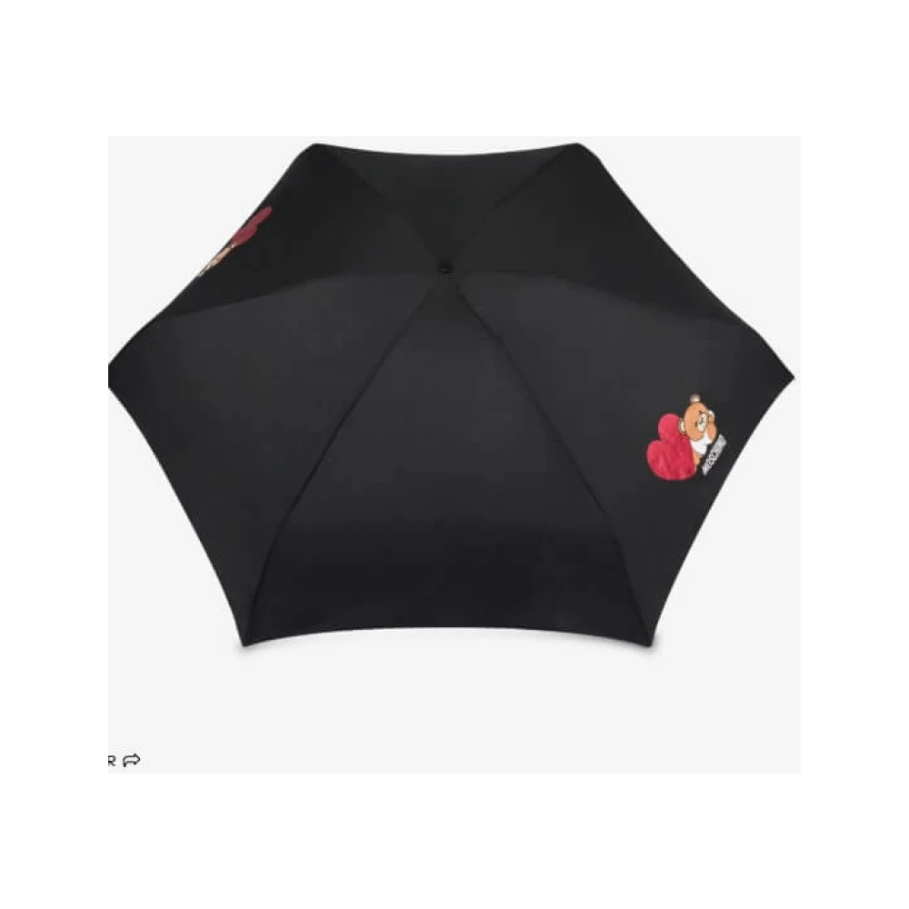 Moschino Teddy Love Mini Paraplu met Hart Handvat Black Unisex