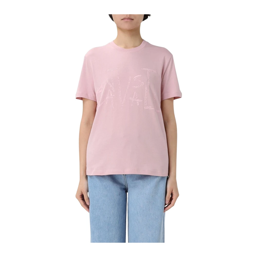 Just Cavalli Rosa Broderad Logotyp T-Shirt