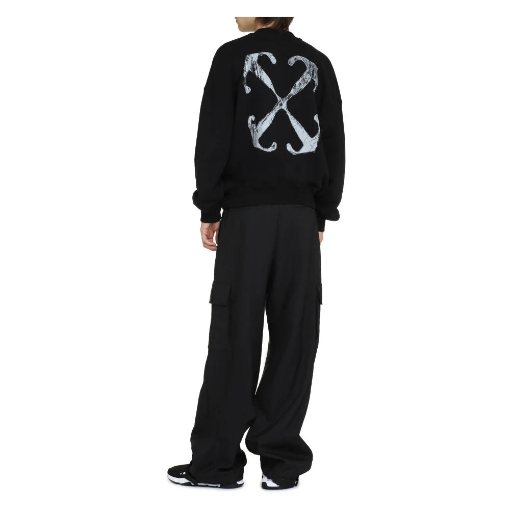 Off White Maxi Print Katoenen Sweatshirt Black Heren