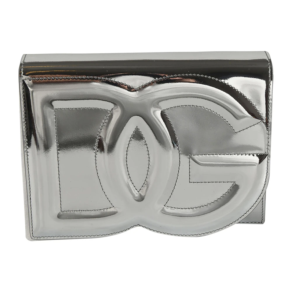 Dolce & Gabbana Zilveren Schoudertas met Spiegelafwerking Gray Dames