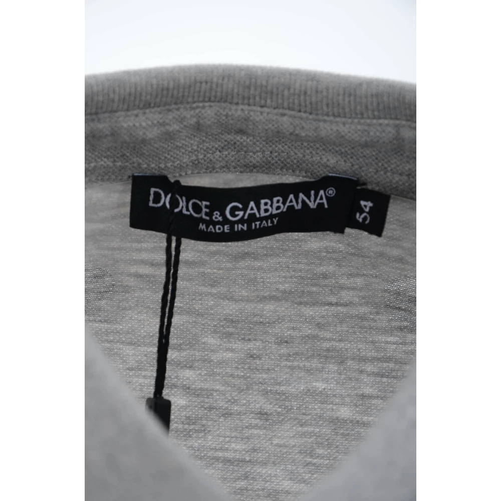 Dolce & Gabbana Heren Geborduurd Kroon Polo Shirt Gray Heren